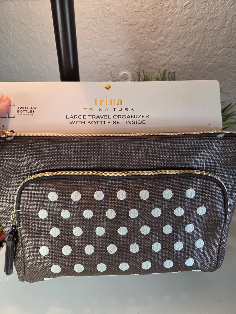 Trina Turk Lg Travel Cosmetic Bag & Bottles